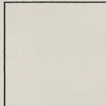 5' Ivory And Black Square Indoor Outdoor Area Rug