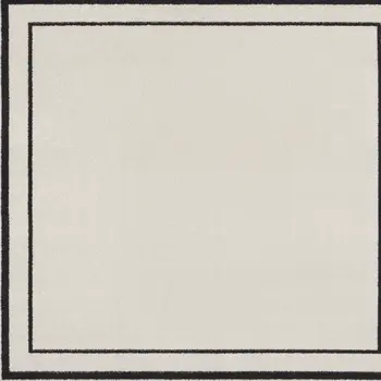 5' Ivory And Black Square Indoor Outdoor Area Rug