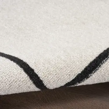 5' Ivory And Black Square Indoor Outdoor Area Rug