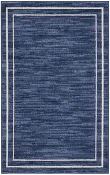 2' X 4' Navy Blue And Ivory Indoor Outdoor Area Rug