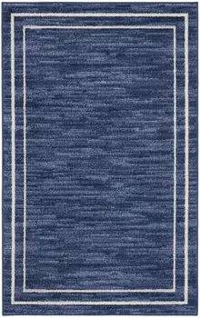 3' X 5' Navy Blue And Ivory Indoor Outdoor Area Rug