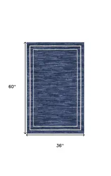 3' X 5' Navy Blue And Ivory Indoor Outdoor Area Rug
