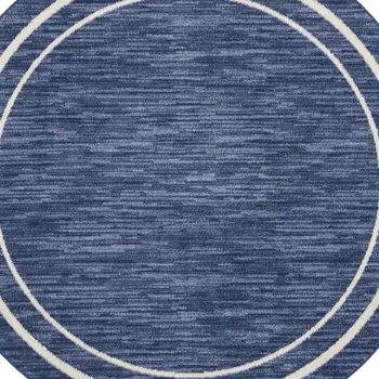 4' Navy Blue And Ivory Round Indoor Outdoor Area Rug