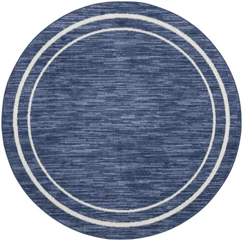 4' Navy Blue And Ivory Round Indoor Outdoor Area Rug