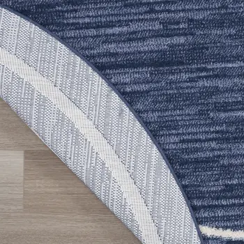4' Navy Blue And Ivory Round Indoor Outdoor Area Rug
