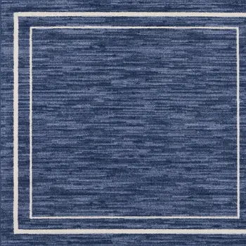 5' Navy Blue And Ivory Square Indoor Outdoor Area Rug