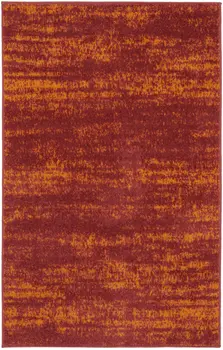 3' X 5' Red And Orange Abstract Indoor Outdoor Area Rug