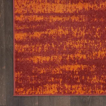 3' X 5' Red And Orange Abstract Indoor Outdoor Area Rug