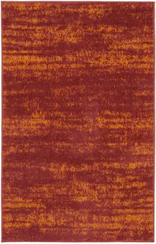 3' X 5' Red And Orange Abstract Indoor Outdoor Area Rug