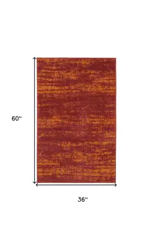 3' X 5' Red And Orange Abstract Indoor Outdoor Area Rug