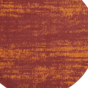 4' Red And Orange Round Abstract Indoor Outdoor Area Rug