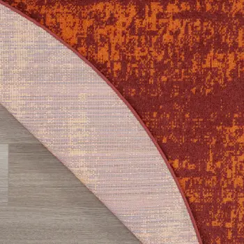 4' Red And Orange Round Abstract Indoor Outdoor Area Rug