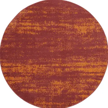 6' Red And Orange Round Abstract Indoor Outdoor Area Rug