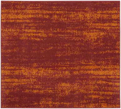 5' Red And Orange Square Abstract Indoor Outdoor Area Rug