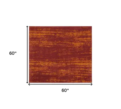 5' Red And Orange Square Abstract Indoor Outdoor Area Rug