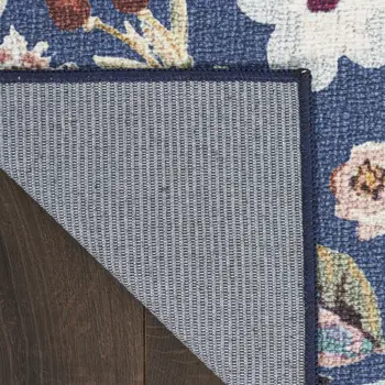 4' X 6' Blue and Pink Floral Power Loom Non Skid Area Rug