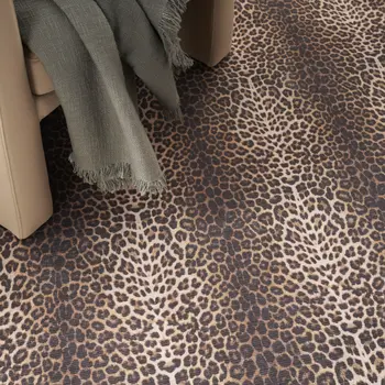 4' X 6' Yellow and Brown Leopard Print Power Loom Washable Non Skid Area Rug
