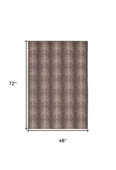 4' X 6' Yellow and Brown Leopard Print Power Loom Washable Non Skid Area Rug