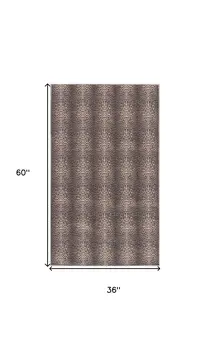 3' X 5' Yellow and Brown Leopard Print Power Loom Washable Non Skid Area Rug