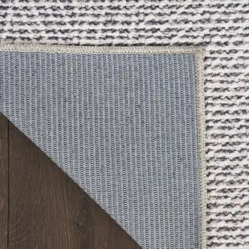 4' X 6' Gray and Ivory Abstract Power Loom Washable Non Skid Area Rug