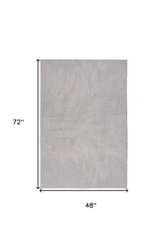4' X 6' Gray and Ivory Abstract Power Loom Washable Non Skid Area Rug