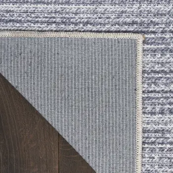 3' X 5' Gray and White Abstract Power Loom Washable Non Skid Area Rug