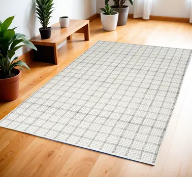 4' X 6' Gray and Ivory Geometric Power Loom Washable Non Skid Area Rug
