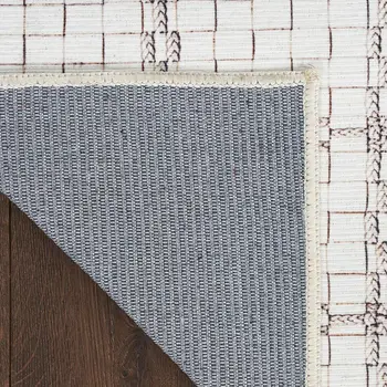 4' X 6' Gray and Ivory Geometric Power Loom Washable Non Skid Area Rug