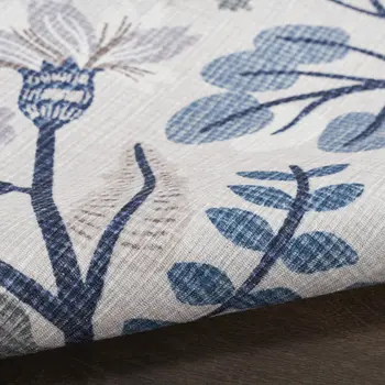 4' X 6' Ivory and Blue Floral Power Loom Washable Non Skid Area Rug