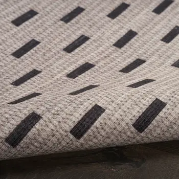 4' X 6' Beige and Black Geometric Power Loom Washable Non Skid Area Rug