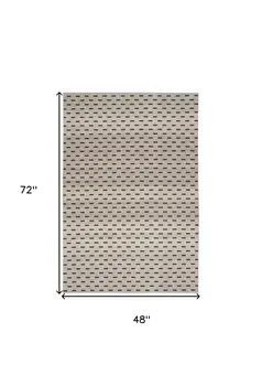 4' X 6' Beige and Black Geometric Power Loom Washable Non Skid Area Rug