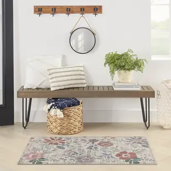 3' X 5' Pink Floral Power Loom Non Skid Area Rug