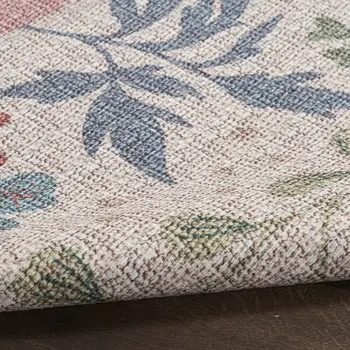 4' X 6' Gray and Pink Floral Power Loom Washable Non Skid Area Rug