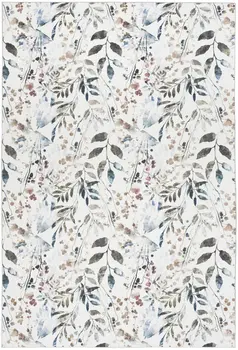 3' X 5' Green and Ivory Floral Power Loom Washable Non Skid Area Rug