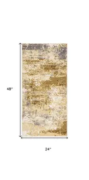 2' X 4' Beige and Blue Abstract Power Loom Area Rug