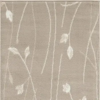 2' X 4' Beige and Ivory Floral Power Loom Area Rug
