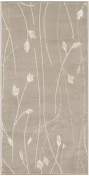 2' X 4' Beige and Ivory Floral Power Loom Area Rug