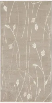 2' X 4' Beige and Ivory Floral Power Loom Area Rug