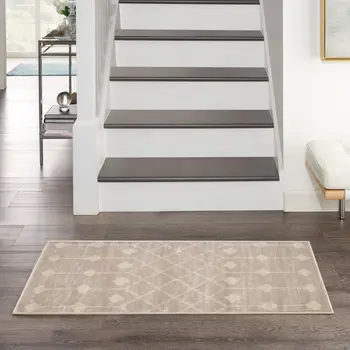 2' X 4' Beige and Ivory Moroccan Power Loom Area Rug