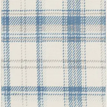 2' X 4' Blue and Ivory Plaid Power Loom Area Rug
