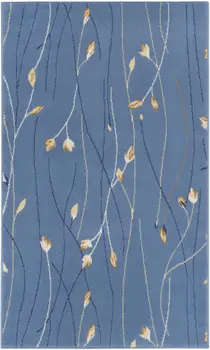 3' X 5' Blue and Beige Floral Vines Power Loom Area Rug