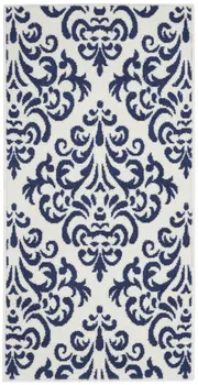 2' X 4' Blue And White Damask Area Rug
