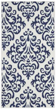 2' X 4' Blue And White Damask Area Rug