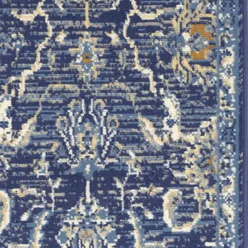 3' X 5' Blue and Gold Oriental Power Loom Area Rug
