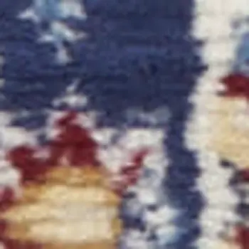 3' X 5' Ivory Red and Blue Ogee Distressed Non Skid Area Rug