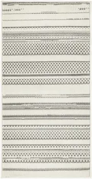 2' X 4' Gray and Ivory Striped Power Loom Distressed Area Rug