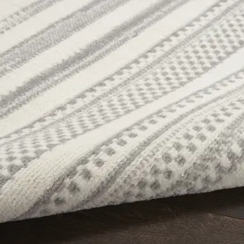 2' X 4' Gray and Ivory Striped Power Loom Distressed Area Rug
