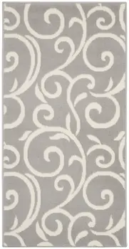 2' X 4' Gray and Ivory Floral Vines Power Loom Area Rug