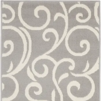 2' X 4' Gray and Ivory Floral Vines Power Loom Area Rug