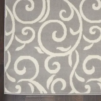 2' X 4' Gray and Ivory Floral Vines Power Loom Area Rug